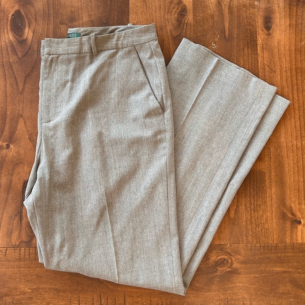Lauren Ralph Lauren Gray Wool Blend Tailored Trousers Pants Size 14 FLAWED